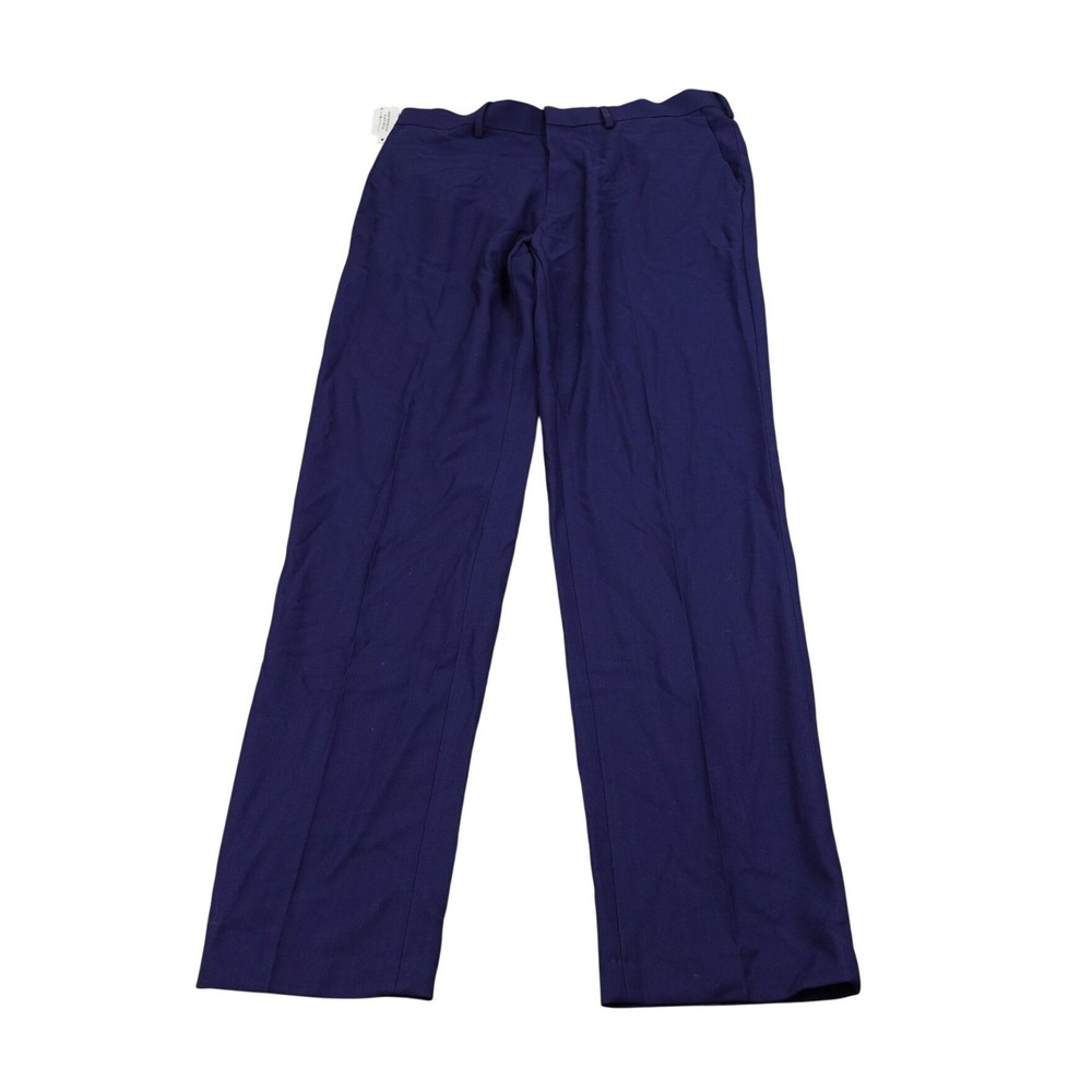 Haggar H26 Dress Pants Mens 33X32 Navy Premium Stretch Classic Fit Straight NEW